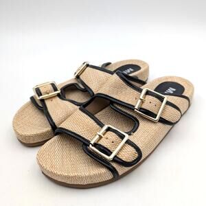 MIA Gazell Double Buckle Slide Sandals Women's Natural/Black Size US9M EU40